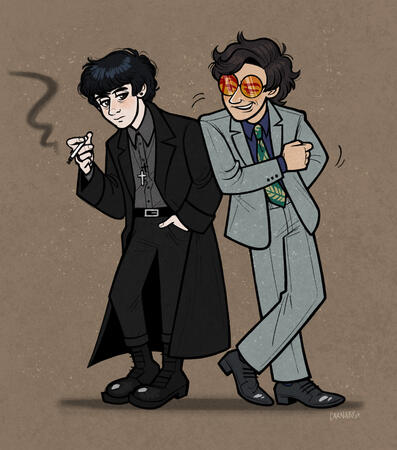 Flat Colour Fullbody x2 - Christian and Lincoln belong to @hoodienanami on Twitter! - 2024