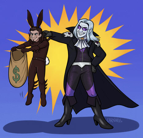 Colour and Shaded Fullbody x2 - Cybergoth Vampire belongs to @Martymcchew and Evil Bunny belongs to @Wibby_muffin on Twitter! - 2024